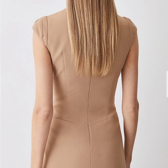 Elegant Tan Cap Sleeve Dress - Picture 3 of 4